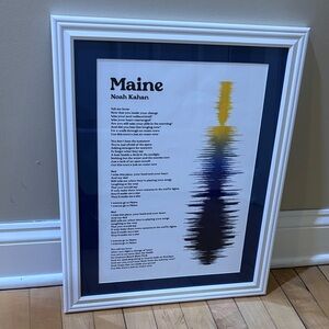 Maine Lyric Art Print by Noah Kahan — Blue, Yellow and Black